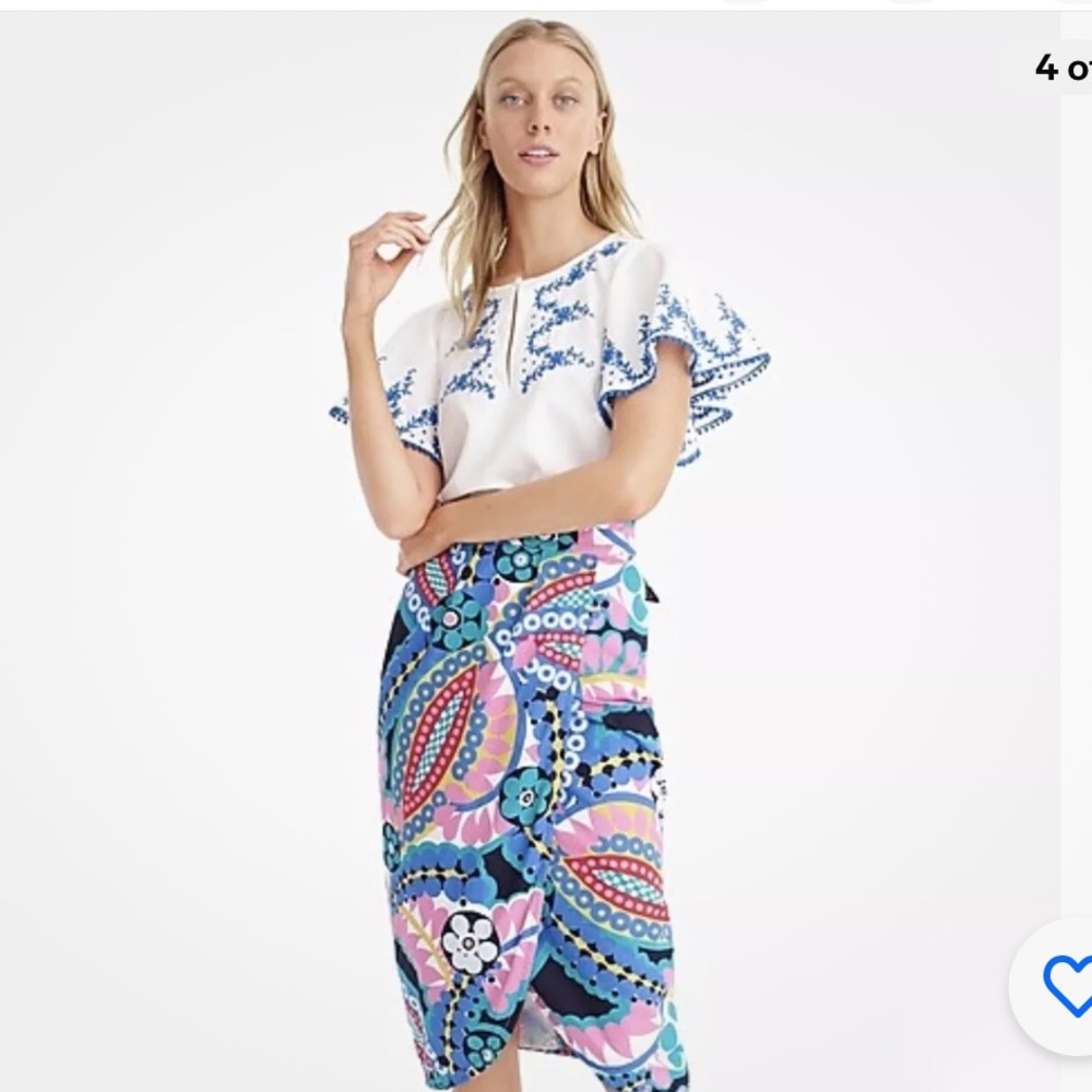 J Crew NWT size 4 Tie-back Tulip Skirt Ratti Kaleidoscope Floral